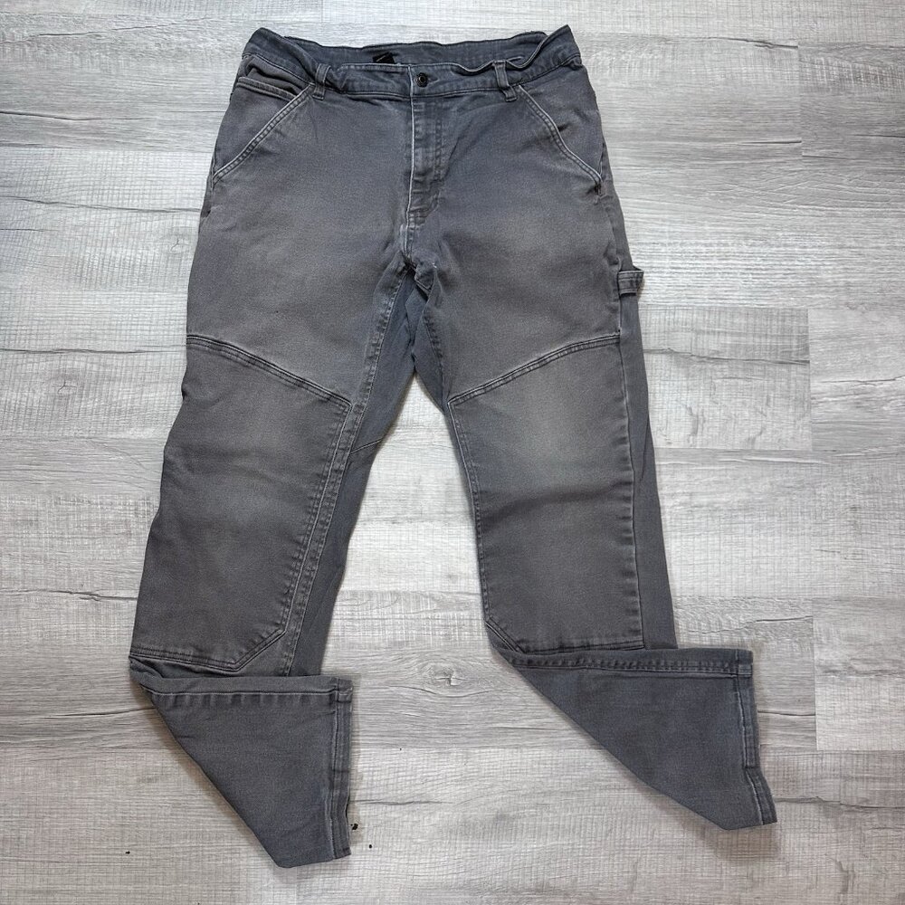 Caterpillar CAT Cargo Carpenter Jeans Pants Mens 36x34 Gray Double Knee Workwear